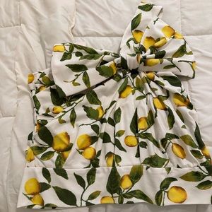 One shoulder lemon bow shirt